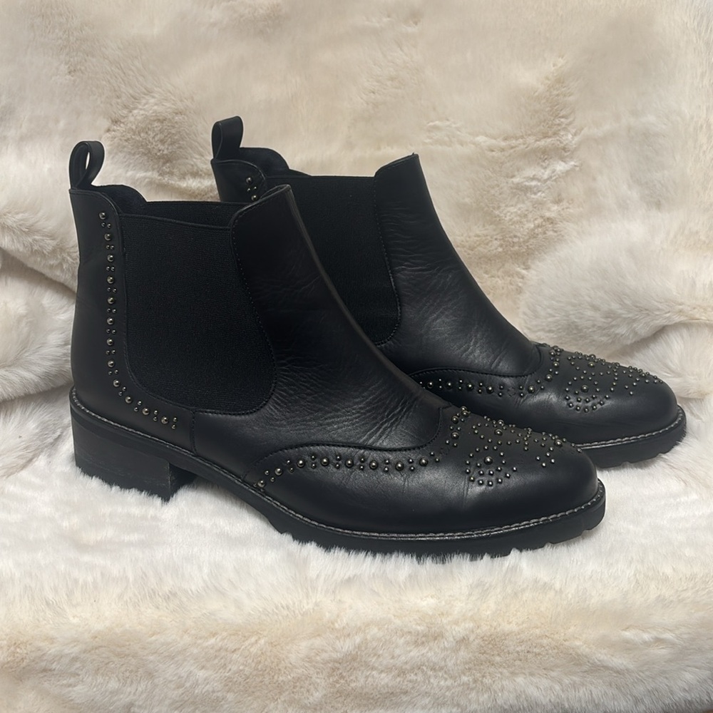 Peter Kaiser Black leather Studded Ankle Boots - Picture 5 of 10